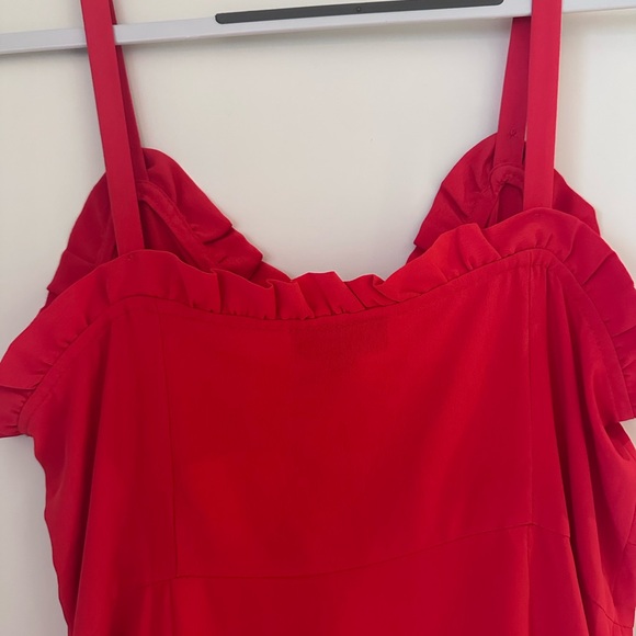 Topshop Strapless Red Dress with Ruffle Detail - Picture 4 of 7